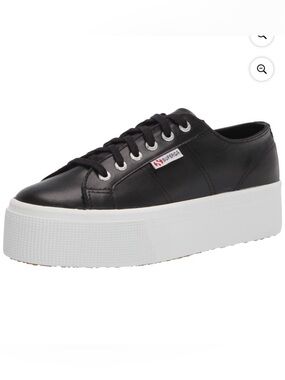 NEW | NIB Superga 2790 Black Nappa Leather Lace Up Platform Sneaker SZ 42 (EURO)